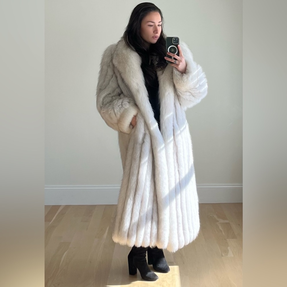 Blue Fox fur coat Saks